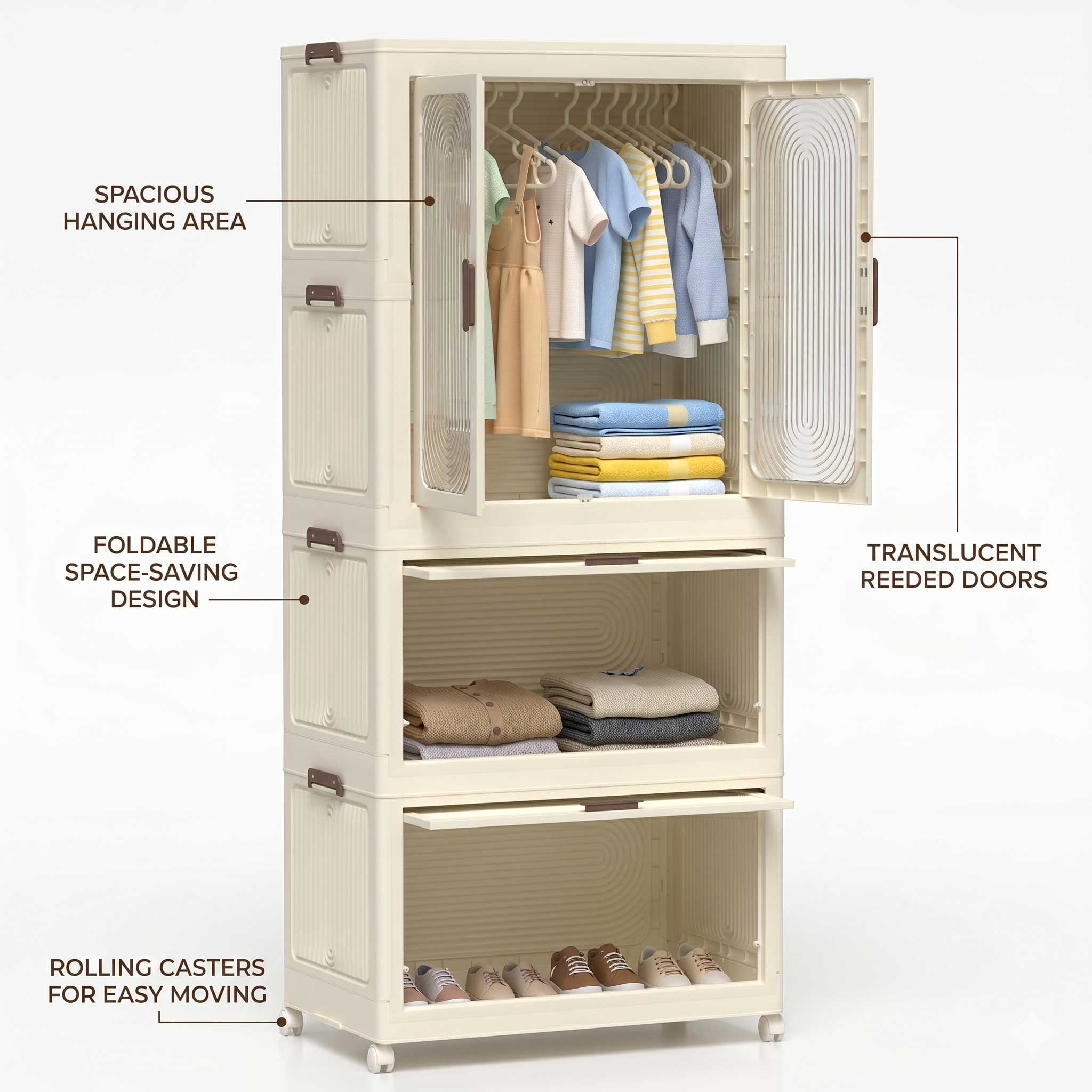Gymax, Portable Closet Wardrobe, 8 Cubby Storage, Collapsible