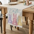 thumbnail image 2 of Happy Easter Bunny Table Runner 108 Inches Long for Kitchen Dining, Striped Polka Dot Rabbits Farmhouse Dresser Scarf Farmhouse, Dining Table Decorations for Wedding/Parties, 13 x 108 In, 2 of 8