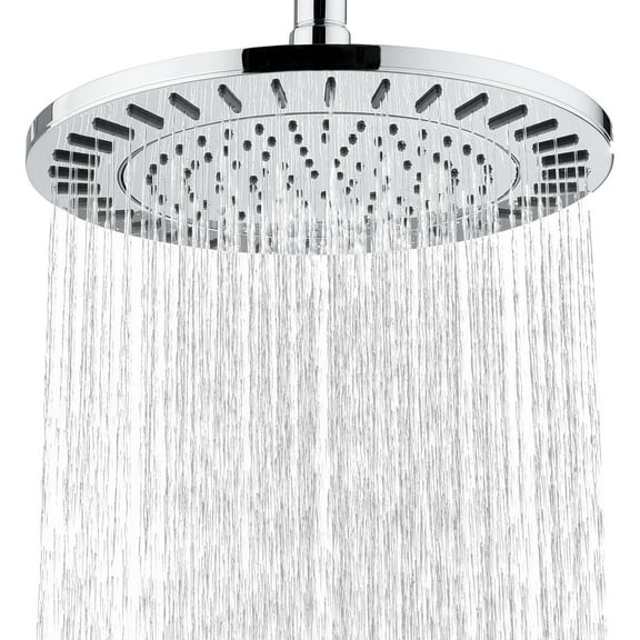 BRIGHT SHOWERS Rain Shower Head, 9 Inch High Pressure Waterfall Showerhead with Adjustable Angle and Anti-clogging Silicone Nozzles, Luxury Bathroom Overhead Rainfall Shower Head, Chrome
