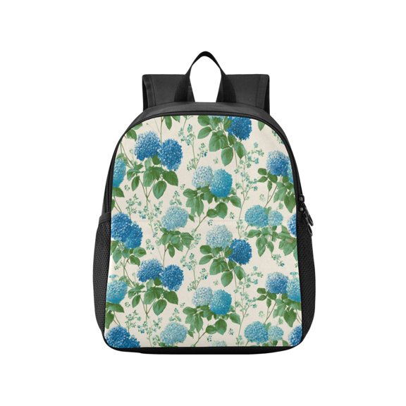Toddler Backpack Blue Hydrangea Pattern Waterproof Lightweight Backpack Casual Mini Daypack for Daycare & Travel