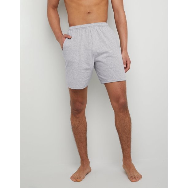 Hanes Essentials Men’s Cotton Shorts With Pockets, 7.5" Light Steel 2XL
