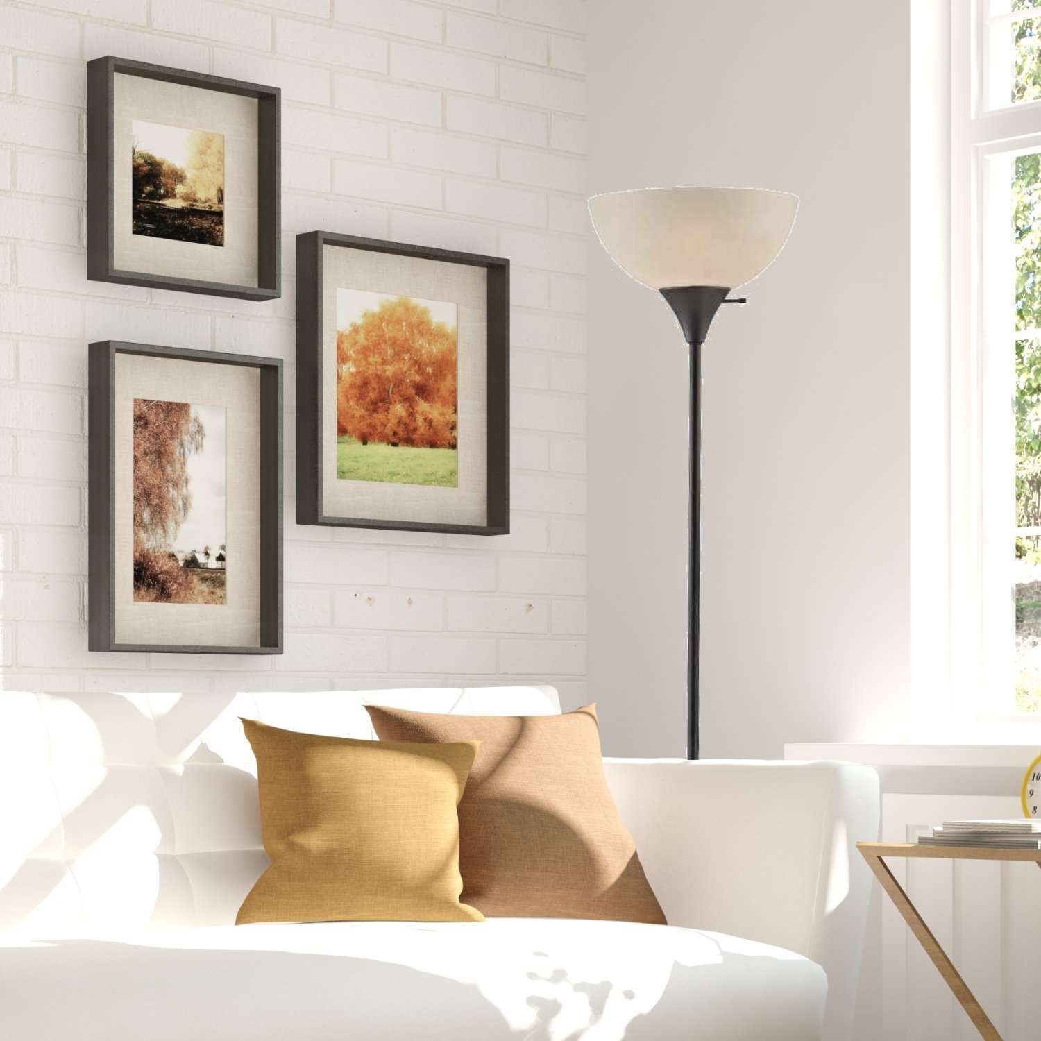 LIGHTACCENTS Susan Silver Floor Lamp for Living Rooms with White Shade - Silver