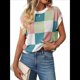 thumbnail image 3 of Suéter de Verano para Mujer, de Punto, con Cuello Redondo, Mangas y Bloques de Color, Azul Pavo Real, Talla XL, 3 of 9