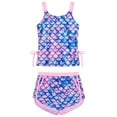 thumbnail image 4 of Byoo Big Girls UPF 50+ Quick Dry Tankini Set Side Drawstring Scale Print Beach Swimwear,Purple, 4 of 5