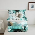 thumbnail image 5 of Chic Floral Bedding Women Daisy Flower Comforter Set , Teal Ombre Duvet Insert Gradient Oil Painting Quilt Comforter, Vintage Watercolor Bedding Comforters & Sets, 5 of 6
