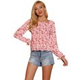 thumbnail image 1 of INSPIRE CHIC Women's Off Shoulder Long Bell Sleeve Floral Print Smocked Blouse Top, 1 of 6
