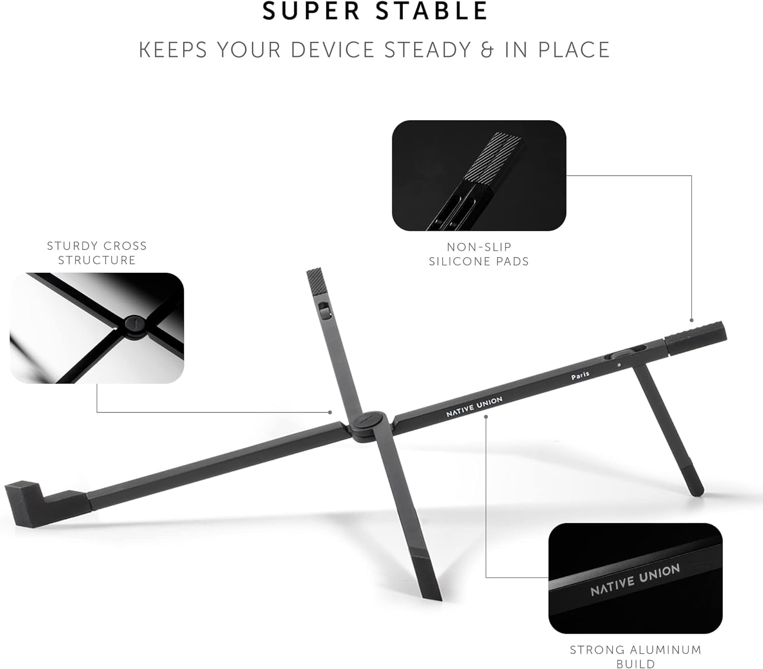 Native Union Fold Laptop Stand – Ultra-Slim Foldable & Portable Stand – for MacBooks & Tablets