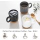 thumbnail image 5 of Taza de café de cerámica de 12 oz, taza de viaje para café, taza de té con corcho aislante y tapa a prueba de salpicaduras, tazas de café grandes con asa para hombres y mujeres (mate), 5 of 5