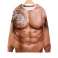 thumbnail image 4 of Qiopertar Liquidation à Moins de 5$ Hommes Mode Décontractée Col Rond Imprimé Pull Manches Longues Hauts Chandail en Molleton Manches Longues Blouses & Chemises Col Rond en Liquidation Offres d'Accès Anticipé, 4 of 4