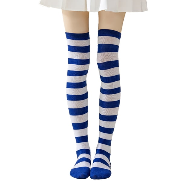 Calcetines altos a rayas para mujer, coloridos, por encima de la rodilla, retro, elásticos, para niñas, cosplay, disfraz de Lolita