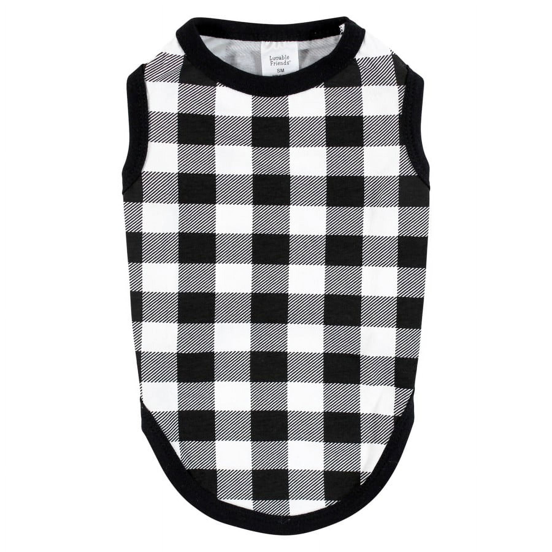 (2 pack) Luvable Friends Dog Pet Dog and Cats Cotton T-Shirts 2pk, Space Plaid, Large