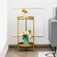 thumbnail image 3 of Costway 2 Tier Metal Plant Stand Mid Century Modern Stand w/2 Metal Tray Gold, 3 of 10