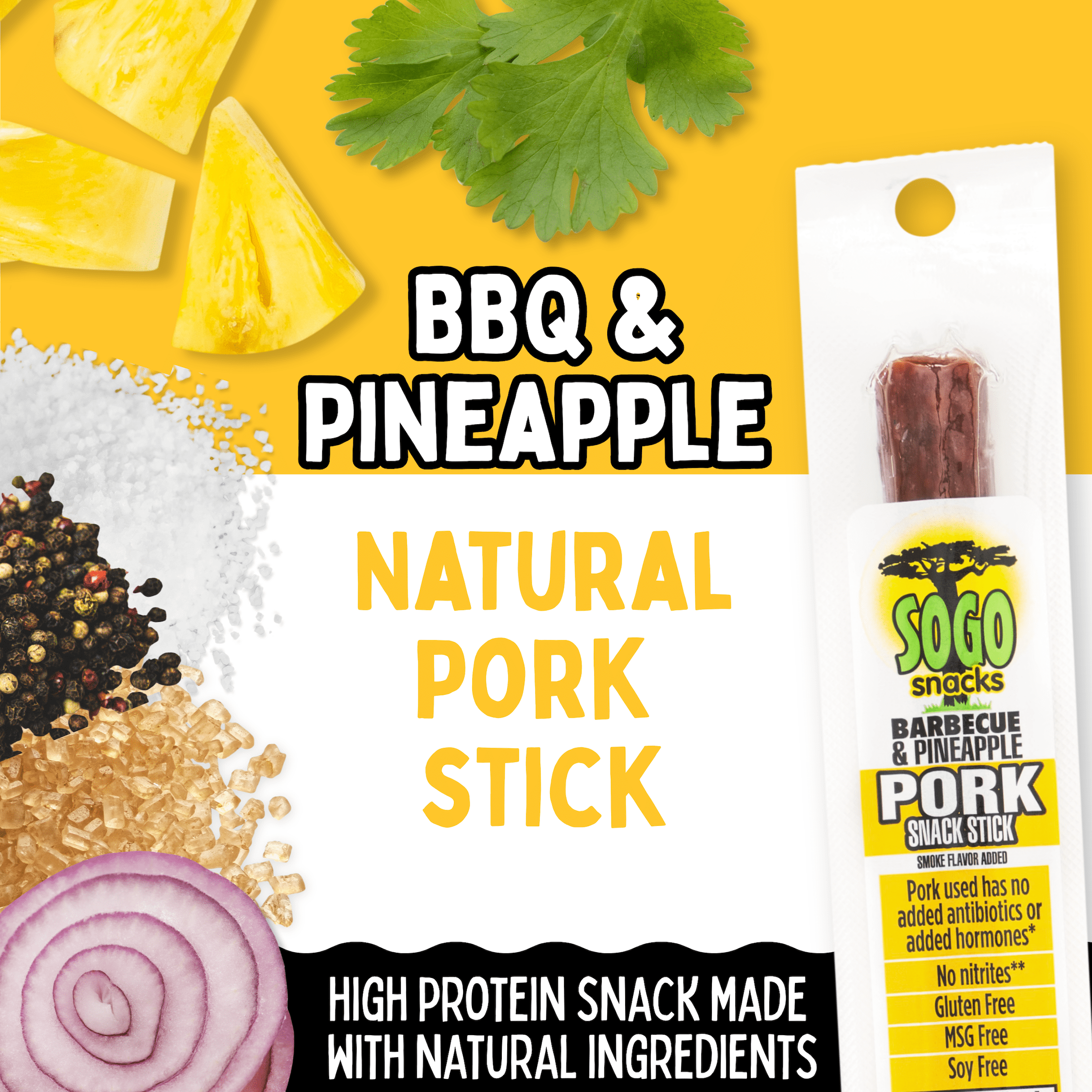 Barbecue and Pineapple Natural Pork Meat Sticks, Smoked Meat Stick Travel Snacks, Snack Bundle of 24 Mild Flavored Snack Sticks – Sogo Snacks