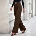 thumbnail image 4 of Edvintorg Work Pants Women High Waisted Pleated Wide Leg Dress Trousers with Pockets Women Business Pants Brown XXL, 4 of 6