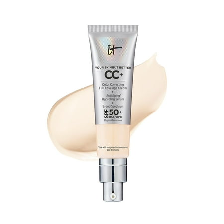 IT Cosmetics Your Skin But Better CC+ Cream, Fair - Color Correcting Cream, Full-Coverage Foundation, Hydrating Serum & SPF 50+ Sunscreen - Natural Finish - 1.08 fl oz