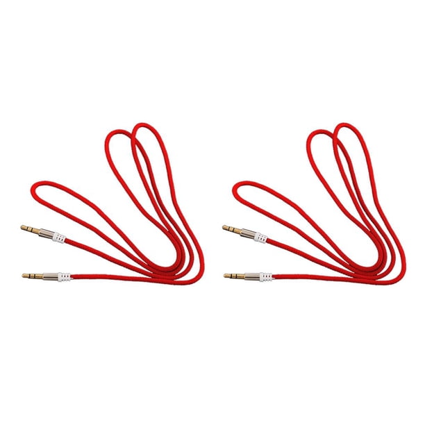 Methold Cable de Audio para Interior de coche a de 3,5mm, altavoz de línea de automóvil, Cable auxiliar, accesorio de reproducción de Rojo 2Conjunto