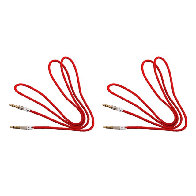 Seitruly 3,5 mm a cable de audio interior del coche línea alámbrica auriculares altavoz cable auxiliar accesorio de música para teléfono Rojo 2piezas