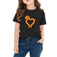 thumbnail image 4 of Girls Valentine's Day Shirt Black Short Sleeve Crewneck Top Heart Print Cute Casual Kids Valentine's Outfit Love Holiday Party Tee,Size 5 T, 4 of 9