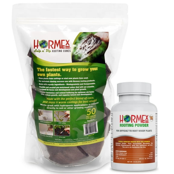 Hormex Rooting Powder #16 & Cubes Combo - Rooting Hormone for Hardwood Cuttings & Cultivation