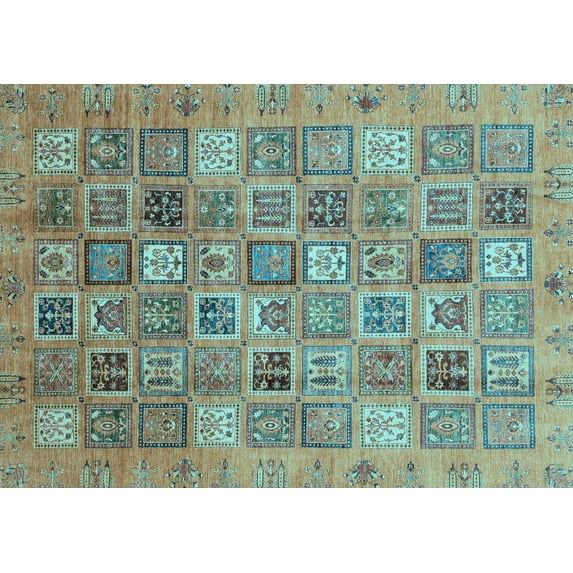 Ahgly Company Indoor Rectangle Abstract Light Blue Modern Area Rugs, 7' x 9'