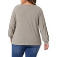 thumbnail image 4 of DARING DIVA Women's Plus Tunic Crew Neck Pleated Casual Blouse 1X Light Khaki, 4 of 6