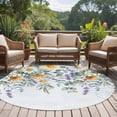 thumbnail image 4 of Floral Eucalyptus Leaves Round Area Rug 5Ft Washable Circle Rugs for Living Room Bedroom, Daisy Summer Botanical Watercolor Non-Slip Carpet Floor Mats Indoor Outdoor Carpet Runner Home Decor, 4 of 8