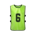thumbnail image 3 of 12-Piece Adult Team Training Pinnies Set: 6 Fluorescent Green & 6 Pink Mesh Vests with Clear Front/Back Numbers - Breathable, Absorbent Polyester for Football, Basketball, Volleyball & Team Sports -, 3 of 6