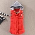 thumbnail image 2 of CILENON Womens Jackets Dressy Casual Women Vest Female Warm Sleeveless Jacket Cotton Solid Hooded Vest for Outerwear (Red,XXL), 2 of 6