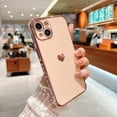 thumbnail image 6 of Love Heart Electroplated Nice Soft Slim TPU Case for Women Girls Compatible with iPhone Case (Pink,iPhone 13 Mini), 6 of 8