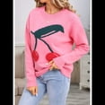 thumbnail image 4 of Suéteres de Punto Gruesos y Bonitos para Mujer, Modernos, con Estampado de en 3D, para Otoño e Invierno, Cálidos, con Cuello Redondo, Tops de Punto. Rosa M, 4 of 10
