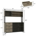 thumbnail image 2 of KULAGAGA Buffet Cabinet Sideboard, Microwave Storage Cabinet with 3 Storage Drawers, Hutch, Metal Mesh Door for Dining Room Kitchen, Brown, 2 of 7