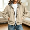 thumbnail image 2 of Inleife Women's Solid Corduroy Hooded Zip-Up Jacket with Pockets Long Sleeve Relaxed Fit Casual Outerwear for Everyday Wear, 2 of 6