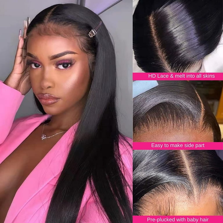 Aceolave Straight 13x4 Lace Front Wigs Human Hair Pre Plucked with