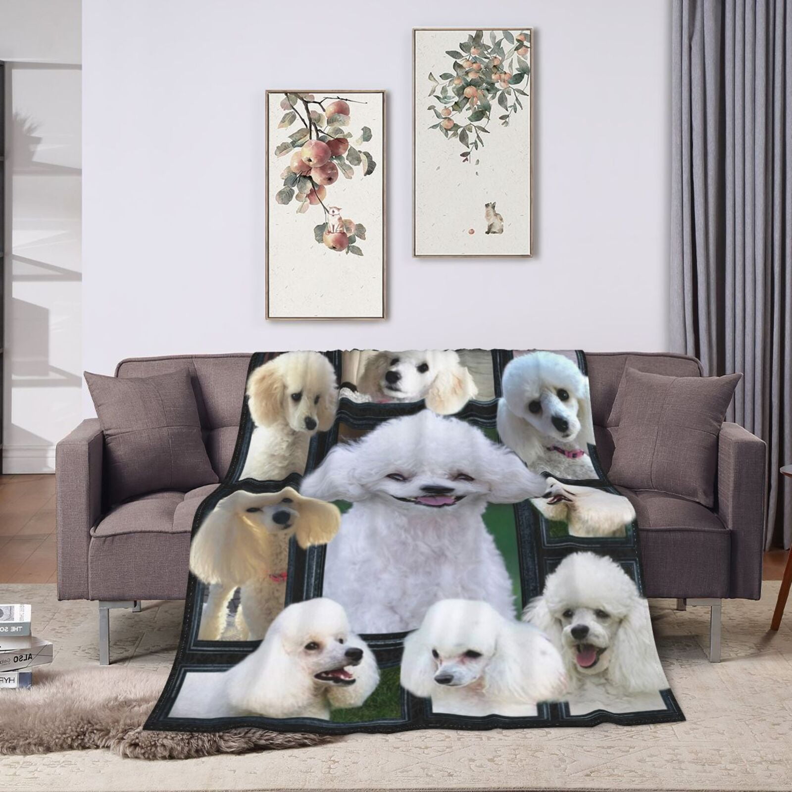 Wijzvio Poodle Dog Throw Blanket Soft Fuzzy Fleece Blanket For Couch Bed Living Room Decoration 50"X40"