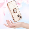 thumbnail image 6 of Compatible with Rose Gold iPhone 13 Pro Max Case with Lanyard Strap for Women Girls Kickstand Ring Holder 360 TPU Rotation Ring Case with Magnetic Mount Slim Luxury Case White, 6 of 9