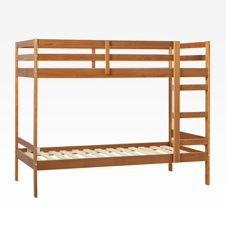 Walker Edison - Minimalist Slatted Solid Wood Low Queen Bedframe - Natural Pine