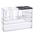 thumbnail image 2 of Caja de almacenamiento de cosméticos, organizador de maquillaje apilable con múltiples compartimentos transparentes para el cuidado de la piel, lápiz labial, hisopos de algodón, 2 of 8