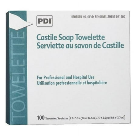 PDI 5 x 7-11/16 Inch Castile Soap Towelette, Scented, 100 Count