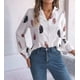 thumbnail image 5 of Blusa de Larga para Mujer, Informal, Elegante, con Estampado de Solapa, Corte Holgado, para Oficina. M, 5 of 10