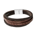 thumbnail image 7 of Mightlink Men Bracelet Vintage Magnetic Buckle Woven Handmade Geometric Decorative Gift Multilayer Wrap Faux Leather Male Bangle Jewelry for Daily Life, 7 of 7