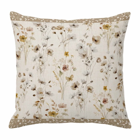Throw Pillow Covers 26 x 26 Inch, Vintage Spring Floral Cotton Linen Pillows Cases, Farmhouse Botanical Rustic Square Cushion Covers for Couch Sofa Bed
