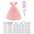 thumbnail image 6 of IBTOM CASTLE Little Girls Princess Halloween Cosplay Outfits for Kids Party Fancy Dress up Long Evening Gown 6-7 Years Peach Pink, 6 of 6