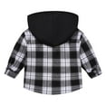 thumbnail image 3 of Generic Coat for Kids Winter Boys Girls Big Spring Fall Classic Plaid Buttons Hooded Shirt Jackets for Fashion Casual Cozy Travel Jacket(8-9 Years,Black), 3 of 8