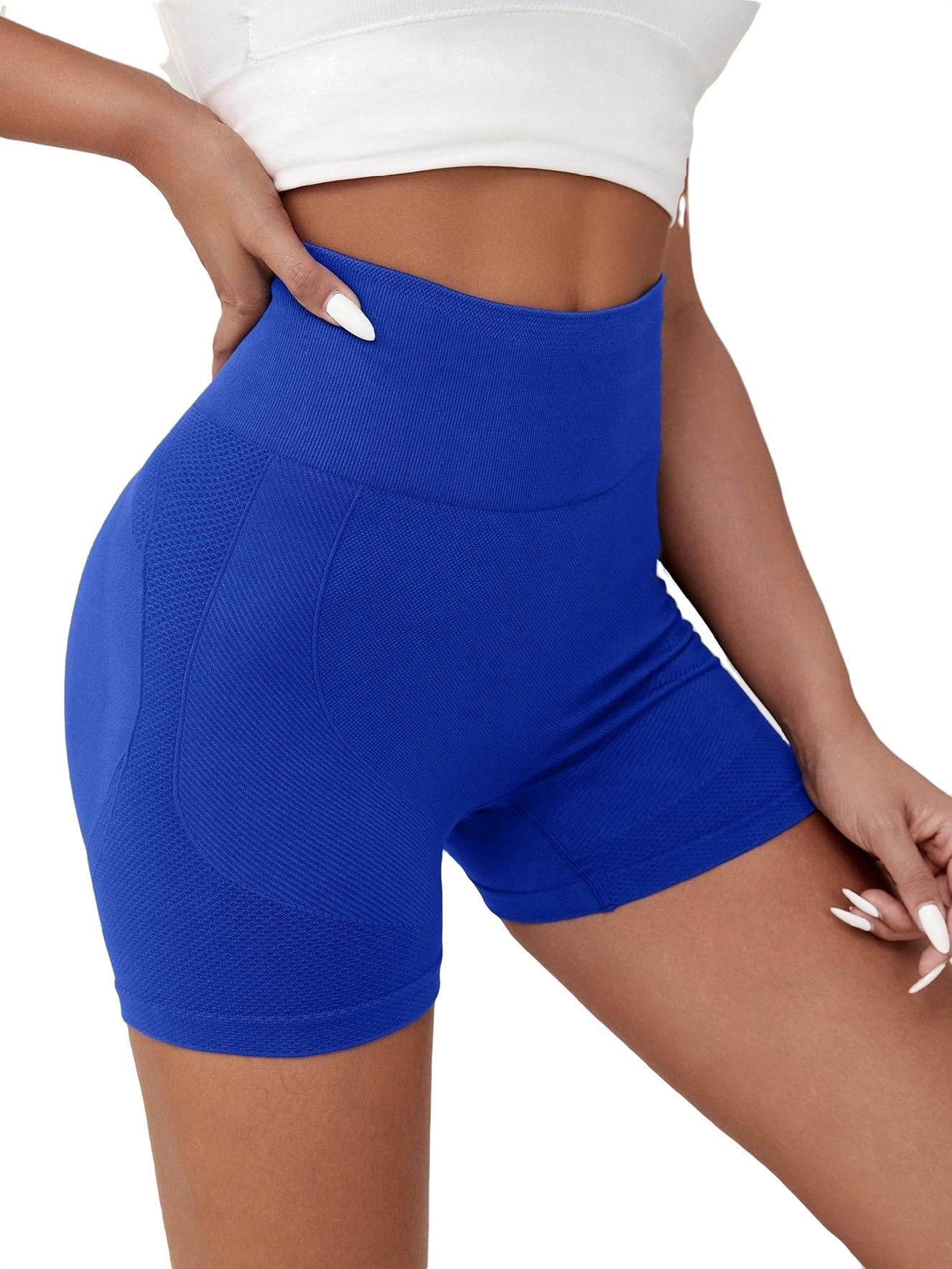 royal blue high waisted shorts
