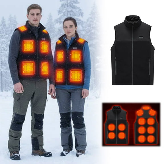Heated Vest for Men Women, 3 Heat Levels, 13 Heating Zones, Smart Electric Heating Vests, USB-Powered Adjustable Warming Clothing for Outdoors, Skiing, Cycling and Commuting,S