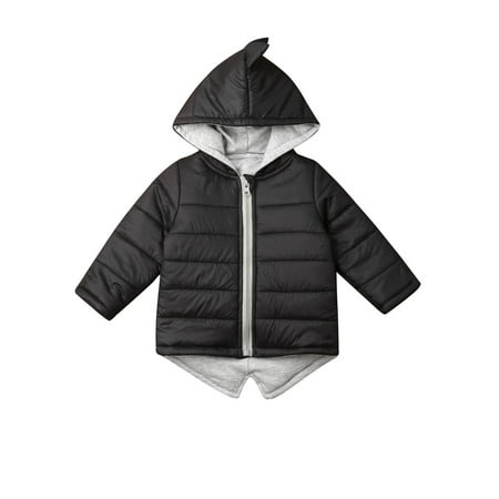 

wybzd Toddler Baby Girl Boy Hoodies Outwear Zipper Long Sleeve Dinosaur Padded Warm Winter Jacket Black 6-7 Years