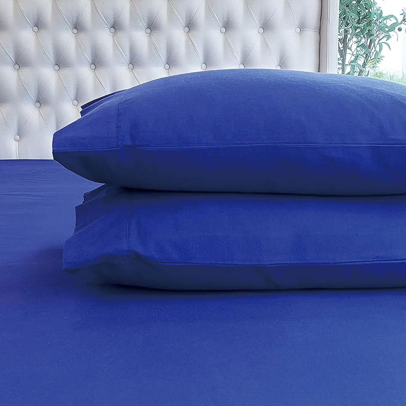 4-Piece Cotton Flannel Sheet Set, Deep Pocket Fitted, Twin, Royal Blue