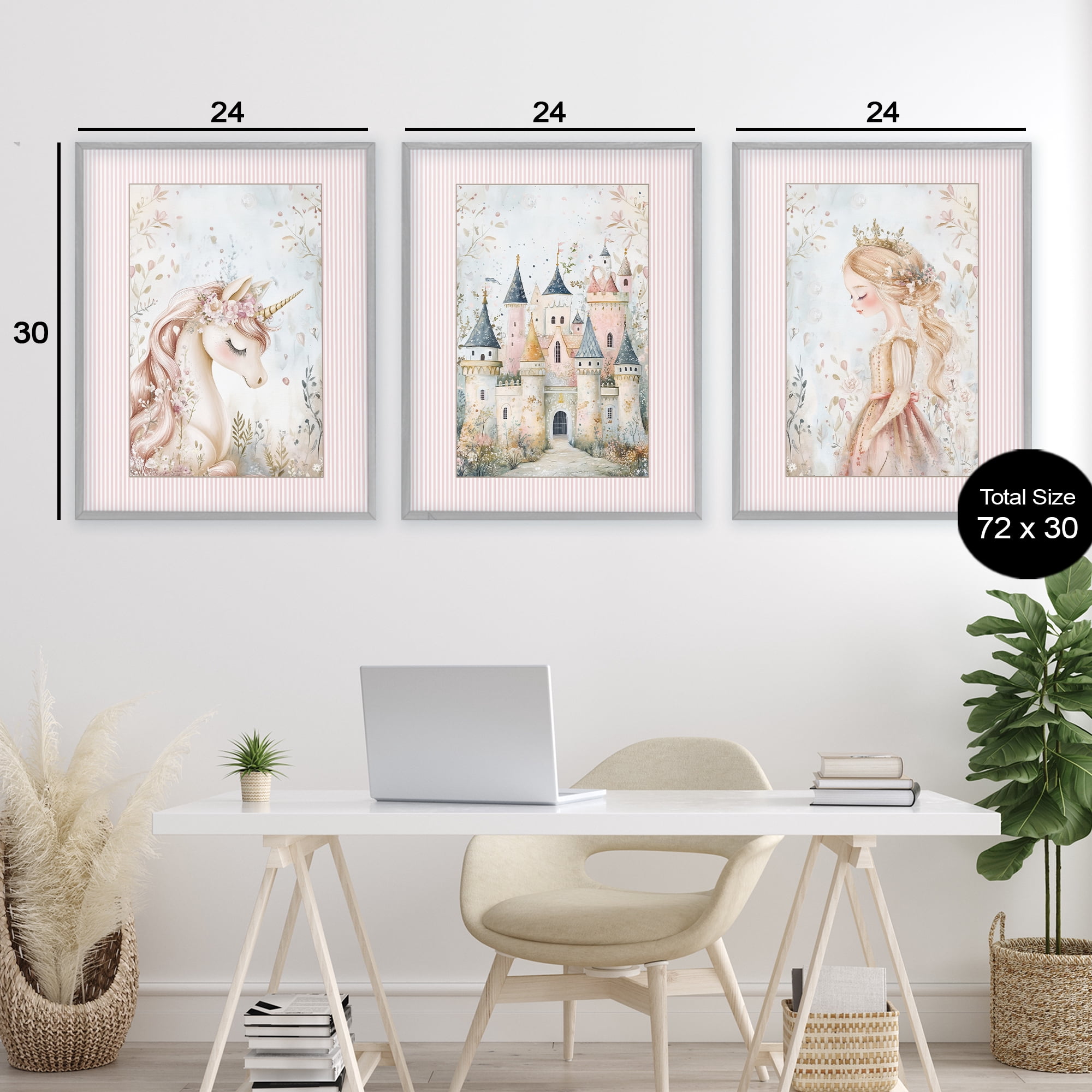 Stupell Industries Fantasy Enchanted Dreams 3 Piece Gray Framed Giclee Art Set, design by Christine Simpson Art