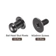 thumbnail image 3 of 5mm Ball Head Stud Rivets Screw Back, 15Pack Round Head Button Nipple Rivet, Metallic Black, 3 of 6