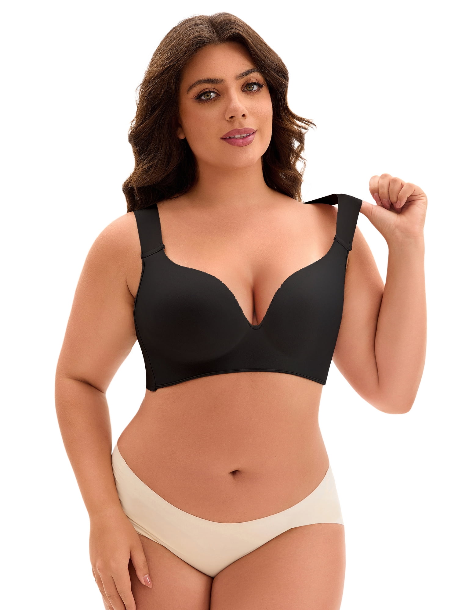 Unique Bargains Full Coverage Push Up Support Bra E 40 Black
